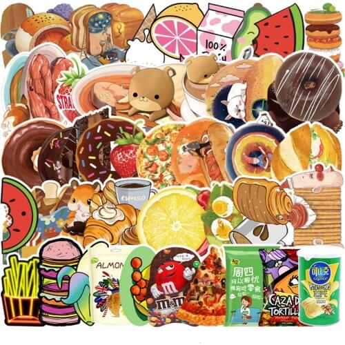 10/30/50pcs Cute Food Drink Cartoon Stickers Dacals Laptop Guitar Luggage Fridge Phone Car Waterproof Graffiti Sticker Kid Toys