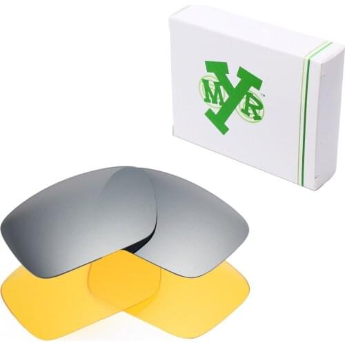 2 Pairs Mryok Anti-Scratch Replacement Lenses for Oakley Fuel Cell Sunglasses Silver Titanium & HD Yellow