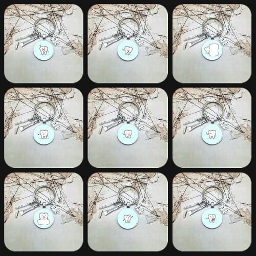 2020 New Dental Glass Key Chain Dental Assistant Gift Dental Care Key Ring