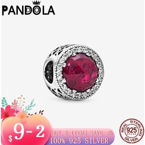 2021 new 925 Sterling Silver Sparkling Cerise Pink Charms Beads Bracelet Fit Original Pandora Bracelet DIY Jewelry For Women
