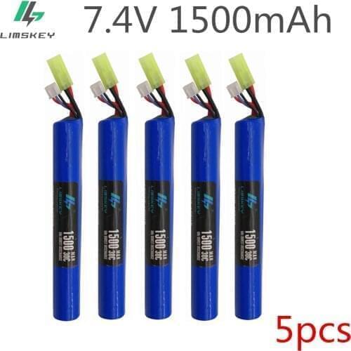 5pcs RC lithium battery 7.4V 1500mah 30C AKKU Mini Airsoft Gun Battery RC Model 30C Bateria 18650 Tamiya
