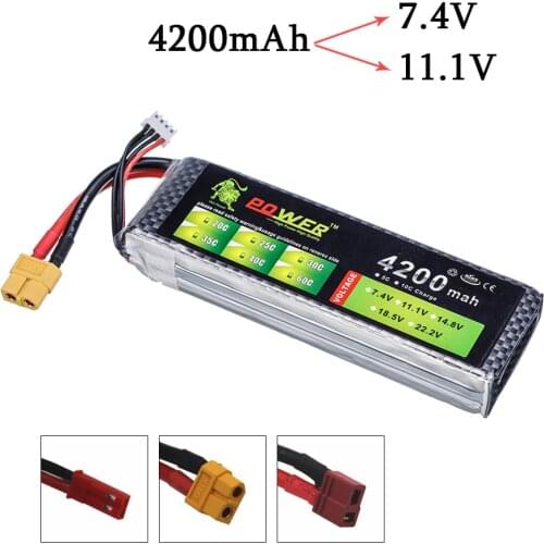 11.1V 4200mAh 2S Upgrade Lipo Batterry For RC Quodcopter Cars Boat Drone Spare Parts 2S 4200mah 7.4V High Capacity RC Battery