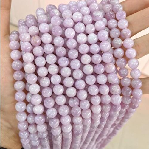 6mm 8mm Genuine Natural Kunzite Stone Beads High Quality Loose Smooth Round Bead Strand Pink Purple Kunzite For Jewelry Making