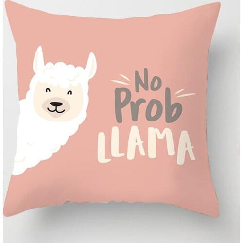 Decorative Cartoon Alpaca Pillow Cushion Cover Home Decor Peach Velvet Llama Sofa Car Throws Cushion Covers 45x45cm