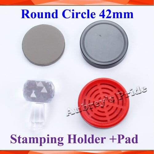 5Pcs Round Circle 42mm Blank Holder+7mm Rubber Pad Photosensitive Portrait Flash Stamp Machine Selfinking Stamping Making Seal