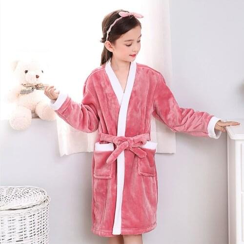Kids Robes Winter Warm Robe For Boys Girls Child Bathrobe Fleece Bath Robe Children 4 6 8 10 12 Years Sleep Wear