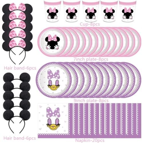 Disney Donald Fauntleroy Duck Minnie Mouse Theme Birthday Party Supplies Cup Plate napkin Kids Girl Party Disposable Tableware
