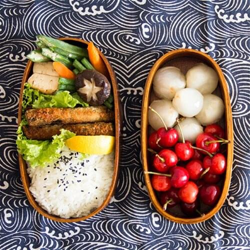 Japan Style Double Layer Wooden Lunch Box Bento Box 1150ML Lunch Container Food Container Tableware for Home Office Picnic