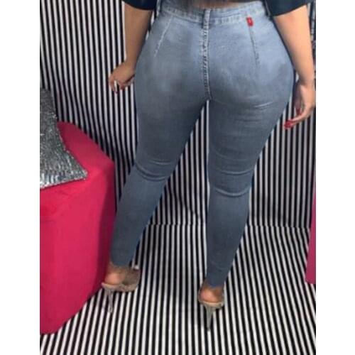 Jeans Women Pants 2020 Fashion Bandage Casual Solid Ripped Skinny Korean Jean Long Denim Mom Leggings Punk Francais Streetwear