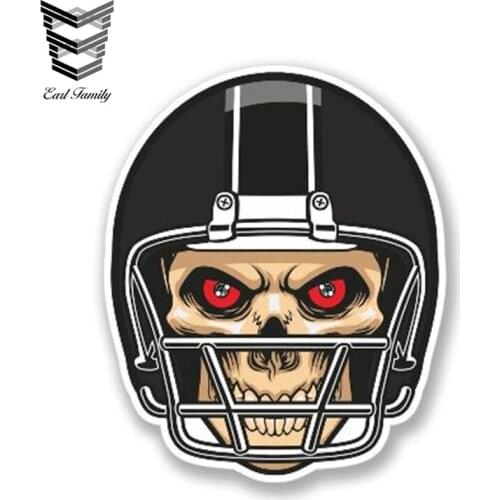 EARLFAMILY 13cm x 13cm Car Stickers Football Skull with Red Evil Eyes Viny Decal Reflective Sticker Waterproof 3D Car Styling