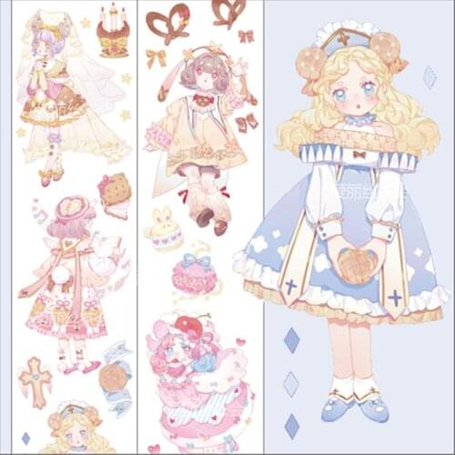 Kawaii Sweet Girl Washi Tapes Bullet Journal Masking Tape Adhesive Tape DIY Scrapbooking Washi Stickers
