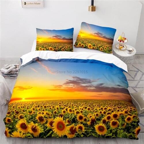 Sunflower Flower Printed Bedding Set Art Home Decoration 3d Duvet Cover Pillowcase Single Double Twin Full Queen King Bedclothes