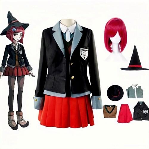 Anime Danganronpa Magician Yumeno Himiko Girl Uniform Cosplay Costume Halloween Party Skirt Set Suit Magic Hat