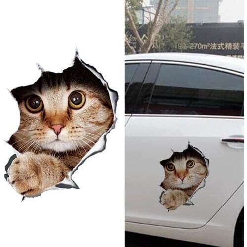 Cat Kitten Simulation Decal Car Styling Decoration Stickers Cat Stickerauto Body Creative Window Cute Car 3D 13*18CM Cartoon