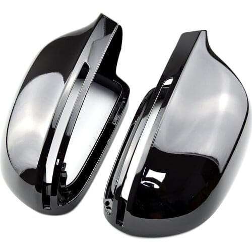 Bright black full replacement with clips car door side mirrors caps rearview mirror cover for Audi A4 A5 B8 A3 8P A6 C6 Q3
