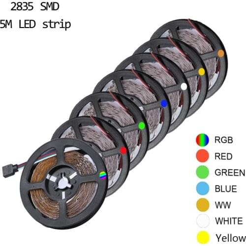 DC12V RGB Strip Led Light Tape 2835 NO Waterproof 1-5 M 60LED/M RGB Led Strip Tape Lamp Diode Flexible Ribbon Home lighting