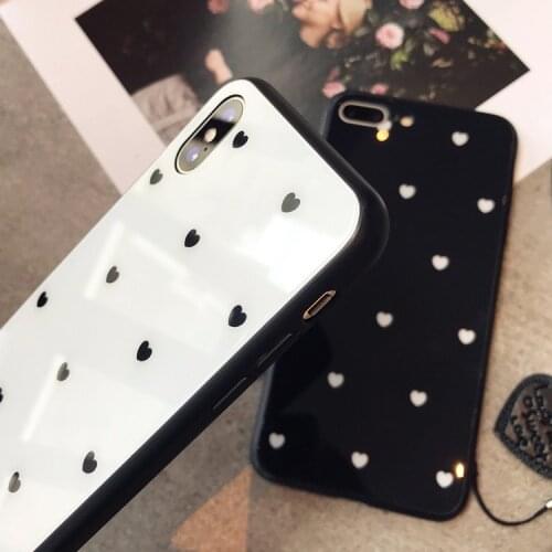 Mobile Phone Cases For iPhone 12 Pro Max Mini Case & Free Strap Small Heart Glass Hard Protection Phone Cover for iPhone 11 X 78