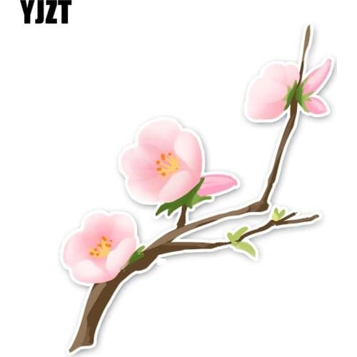 YJZT 11.6*14.3CM Interesting Pink Peach Blossom Flowers Car Stickers Accessories 11A1442