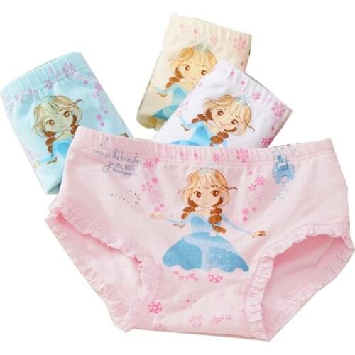 4 Pcs/lot New Children 's Underwear Cotton Cartoon Triangle Underwear Girls Printed Panties Cute Princess Underwear TNN0158