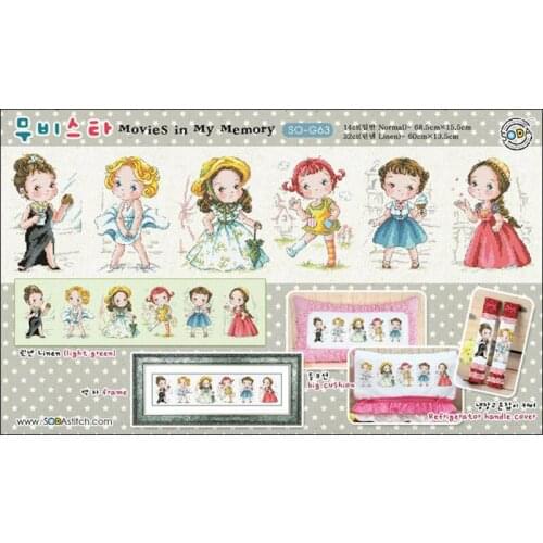 New Needlepoint Movies in My Memory Cross Stitch Embroidery Kit Pakistan with 100% Cotton Floss & Free Shipping for Home Decor