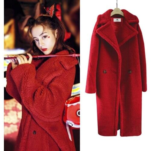 2020 new winter popular lamb wool mid-length coat women thicken warm plush teddy bear imitation fur coat plus size cothes Female