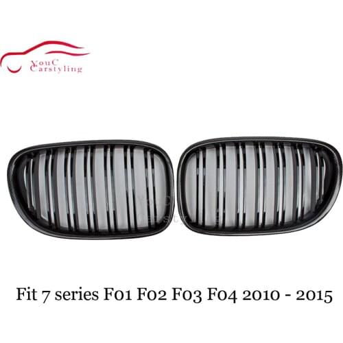 F01 2-slat Carbon Fiber Car Front Grill Kidney Grille for BMW 7 Series F01/F02/F03/F04 sedan 740i 740Li 750i 750Li 2010 - 2015