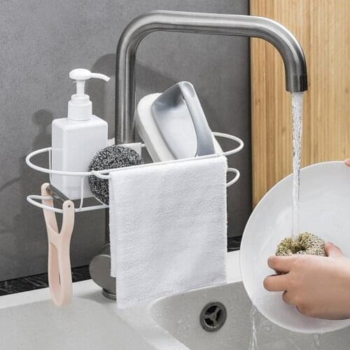 Stainless Steel Hot Sink Hanging Storage Rack Holder Faucet Clip Bathroom Kitchen Dishcloth Clip Shelf Drain Dry Towel Organizer
