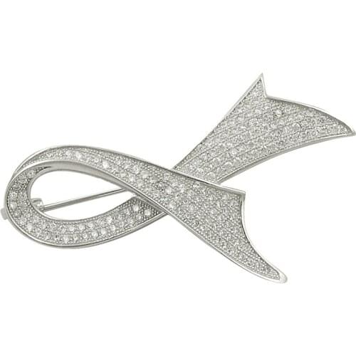 Silverlina Silver Zircon Stone Brooch