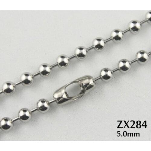 16"-38" length 5mm ball chain stainless steel beads necklace fashion jewelry parts 20pcs ZX284