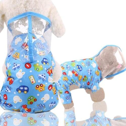Dog Raincoat For Small Dogs Waterproof Jumpsuit Pet Clothes Outdoor Clothing Cartoon Dog Cat Hooded Raincoat Chihuahua Teddy