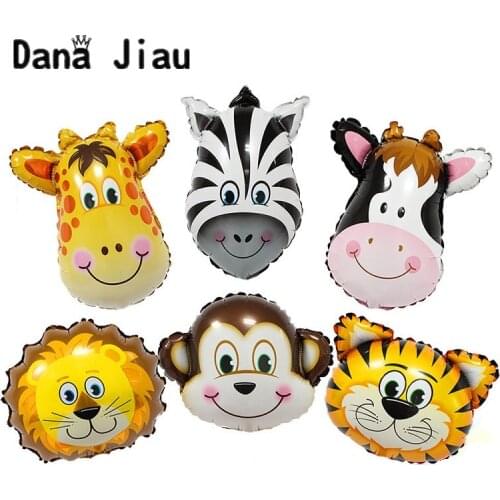 MINI animal balloons birthday party decoration Lion monkey head rabbit zoo foil balloon holiday wedding Kid Gift baby toy