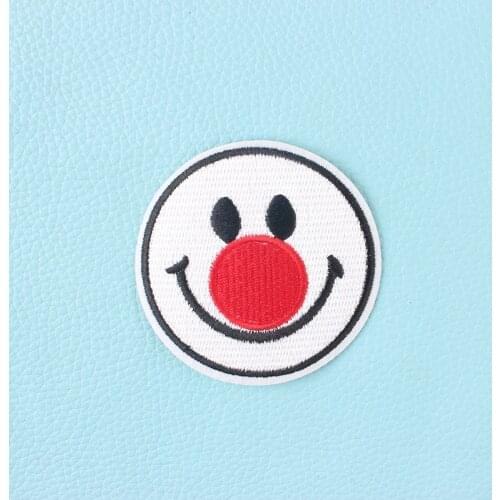 Clown Nose Embroidered Patches Clothing Iron on Transfer Appliques DIY Cute Clothes Badge Sticker for Backpack Funny Face Patch