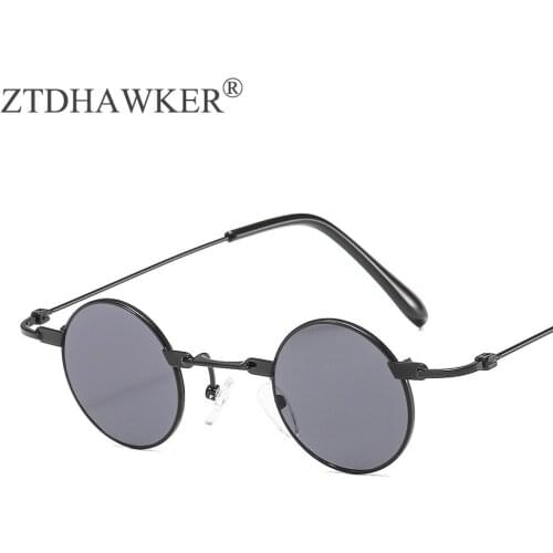 High Quality Metal Punk Small Round Frame Sunglasses Men and Women Personality Fashion Trend Designer Glasses