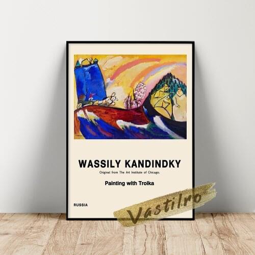 Wassily Kandinsky Exhibition Poster, Painting With Troika Oil Painting, Wassily Vintage Abstract Art Prints, Bedroom Wall Decor