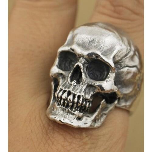 925 Sterling Silver High Detail Skull Ring Mens Biker Punk Ring TA50 US 7~15