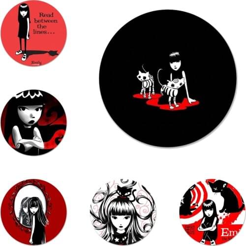 58mm Emily The Strange cartoon Icons Pins Badge Decoration Brooches Metal Badges For Clothes Backpack Decoration