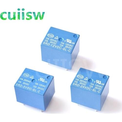 1pcs /lot SRD-12VDC-SL-C PCB Type 5V 12V 24V DC SONGLE Power Relay