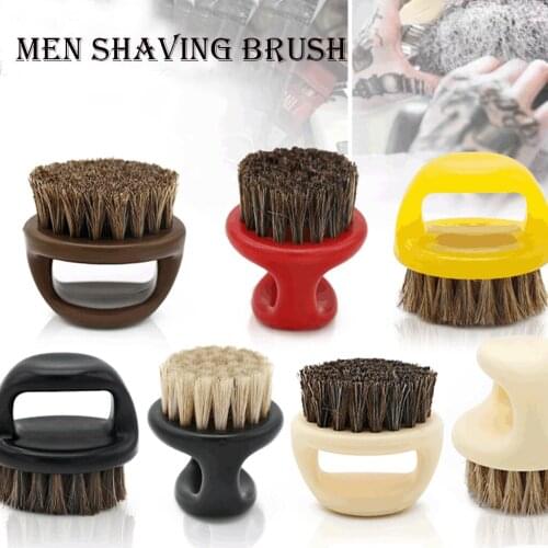 1 Pcs Ring Design Horse Bristle Men Shaving Brush Plastic Portable Barber Beard Brushes Salon Face Cleaning Razor Brush