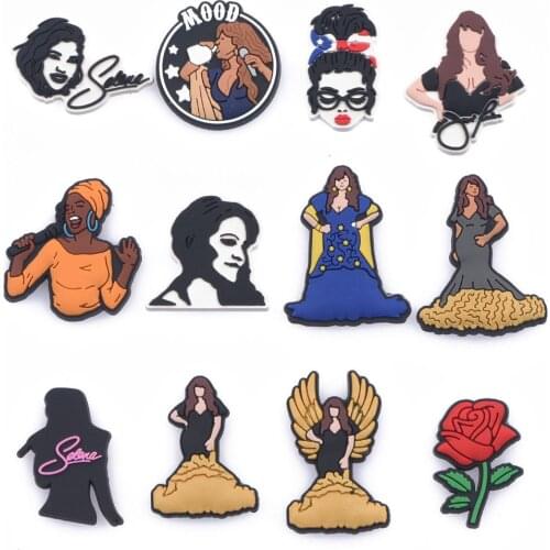 Single Sale PVC JIBZ Singer Girls Fight For It Garden Shoes Charms Decorations Buckle Clog Sandals Fit Wristbands for kids gifts