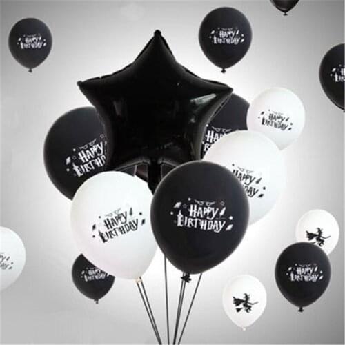 10Pcs 12Inch Happy Birthday Balloon White Gold Black Latex Balloon For Magic Theme Birthday Party Decoration ASD070
