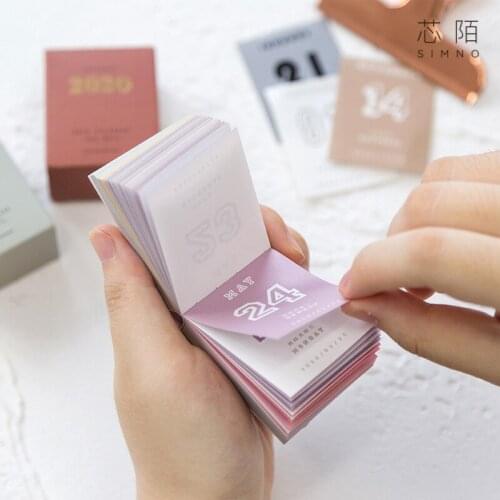 2020 Year Simple Mini Desktop Calendar 366 Days Daily Schedule Planner Memo Pad DIY Handbook Sticker Label