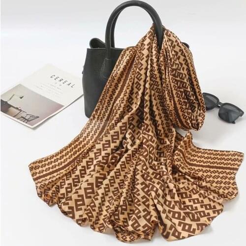 2021 Women Silk Winter Scarf Luxury Design Print Lady Beach Shawl Scarves Fashion Smooth Foulard Female Hijab