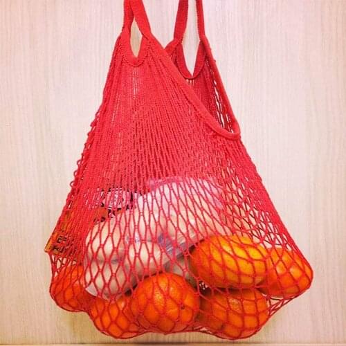 5 Packs Reusable Grocery Mesh Bags Washable Cotton String Shopping Bag with Long Handle Random Color