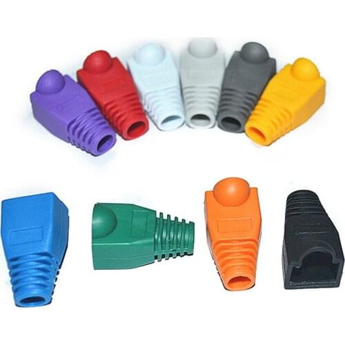 50pcs/set Multicolour RJ-45 CAT6 CAT5e Adapter Cap Ethernet Network RJ45 Caps Cat 5 CAT6 Protective Sleeve Cable Connector Plugs