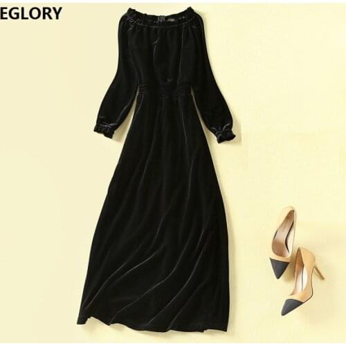 Velvet Long Dress 2020 Autumn Winter Long Party Evening Vestidos Women Sexy Off Shoulder Long Sleeve Black Velvet Maxi Dress