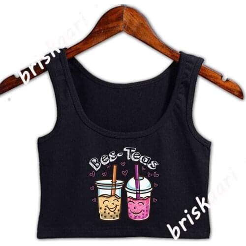 Bes Teas Kawaii Bubble Tea Crop Top Famous Summer Fashion Sleeveless Size S-3xl Tops Design Unique Vest