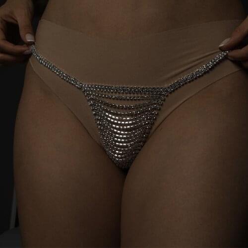 Bikini Chain Crystal Simple Thongs Women Panties Fashion Sexy Rhinestone Luxury Belly Waist Chain Belt Body Jewelry Gift Harness