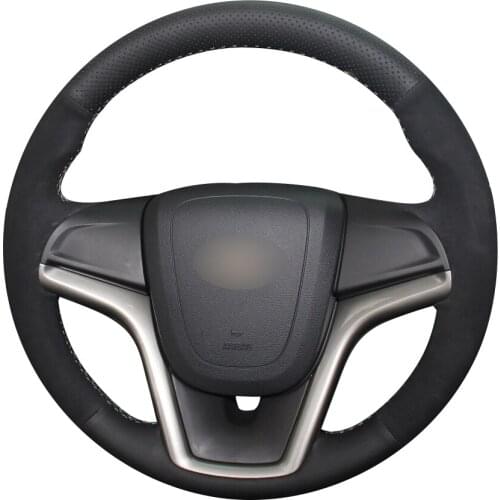 Black Synthetic Leather Black Suede Car Steering Wheel Cover for Chevrolet Malibu 2011-2014 Volt 2011-2015