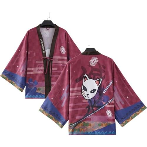 Demon Slayer Agatsuma Zenitsu Tomioka Giyuu Rengoku Kyoujurou Iguro Obanai Cloak Haori Kimono Yukata Cosplay Costume
