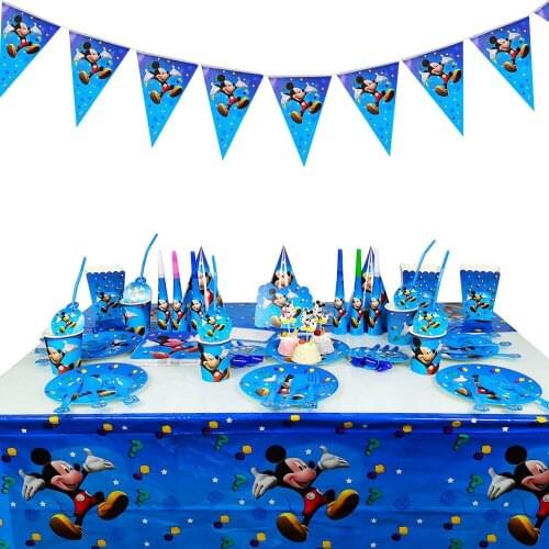Disney Mickey Mouse Children Birthday Party Decoration Supplies Cartoons Flag Banner Christmas Cake Decor Celebrate Festival Set
